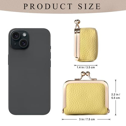 Zivyes Mini Jewelry Box Travel Small Coin Purse Organizer Case Genuine Leather Tiny Size (B-yellow) - color: B-Yellow-Standard