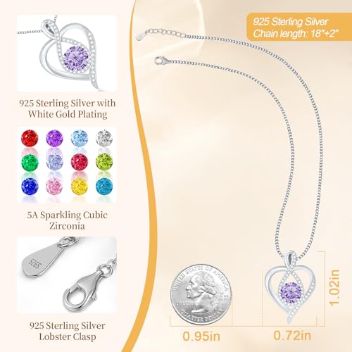 925 Sterling Silver Infinity Heart Necklace for Women, Rhodium Plated Cubic Zirconia Pendant Gift for Girlfriend Wife Mom - Anniversary Valentine's Day Birthday Present with Elegant Gift Box - color: Silver-06-Jun
