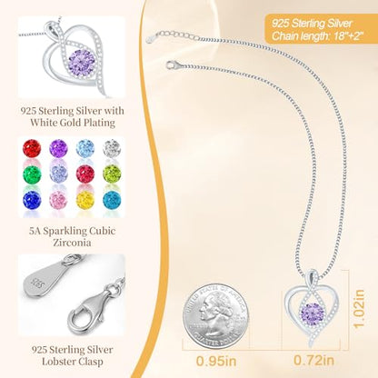 925 Sterling Silver Infinity Heart Necklace for Women, Rhodium Plated Cubic Zirconia Pendant Gift for Girlfriend Wife Mom - Anniversary Valentine's Day Birthday Present with Elegant Gift Box - color: Silver-06-Jun