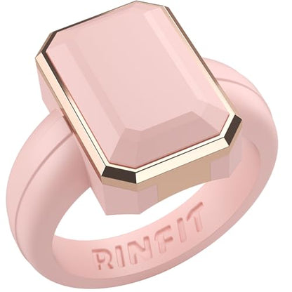 Patented Metal-Framed Silicone Rings - Emerald Collection - color: Pack H - Pink / Metal Rose Gold