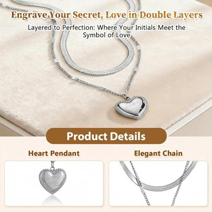 Double Layer Necklace for Women Trendy Layered Jewelry Adjustable Chain Necklace for Daily Wear and Special Occasions - color: Silvery