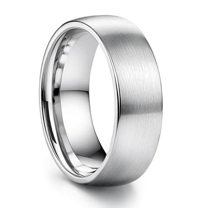 ORAZIO Stainless Steel Wedding Rings for Men Women 6mm 8mm Mens Wedding Band Sliver/Black/Gold Plated Brushed Matte Finish Surface High Polish Edge Mens Rings Engagement Promise Ring Comfort Fit 6-14 - color: Silver Plated -8MM