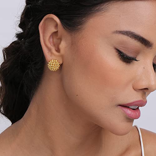 LeCalla 925 Sterling Silver Stud Earrings for Women | Pierced Omega Back Earring | Omega Earrings Jewelry Gift for Her, Wife | Daily Wear & Special Occasion Earring - color: Omega Back 02