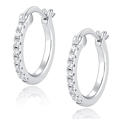 14K Gold Plated Hoop Earrings for Women with 925 Sterling Silver Post, Lightweight Small Hoop Earrings 15mm/20mm Huggie Hoop Earrings - color: CZ Hoop - 925 Sterling Silver, size: 20MM
