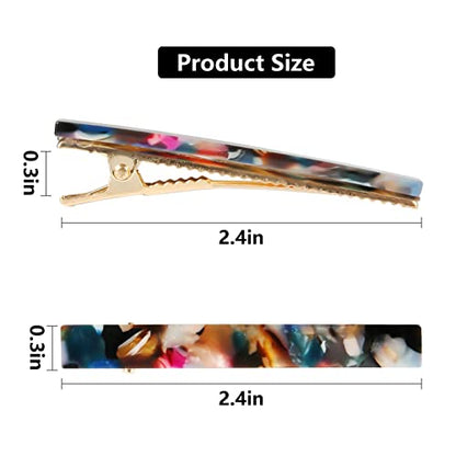 Cobahom 12 Pack Thick Hair Duckbill Metal Duck Teeth Hair Clips for Women - Chic Tortoise Shell Hair Pins in Red, White, Blue, and Pink (2.36 Inch) | Cellulose Acetate Hair Barrettes for Thin Thick Hair, Chic Tortoise Shell Hair Pins in Red, White, Blue,