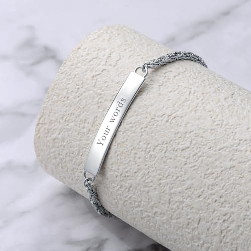 Custom Engraved Byzantine Sterling Silver Bracelet Personalized Bracelet - Custom Name Bracelets for Mom, Wife or Her - Perfect for Birthday, Christmas or Mother's Day Gift - style: Byzantine Bracelet 7+1