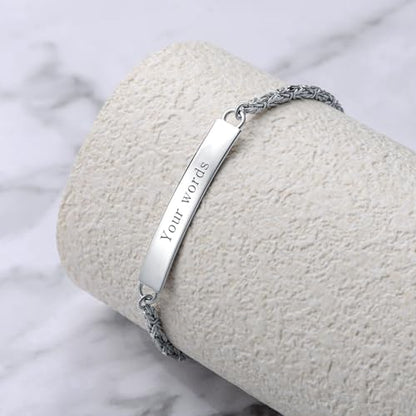 Custom Engraved Byzantine Sterling Silver Bracelet Personalized Bracelet - Custom Name Bracelets for Mom, Wife or Her - Perfect for Birthday, Christmas or Mother's Day Gift - style: Byzantine Bracelet 7+1