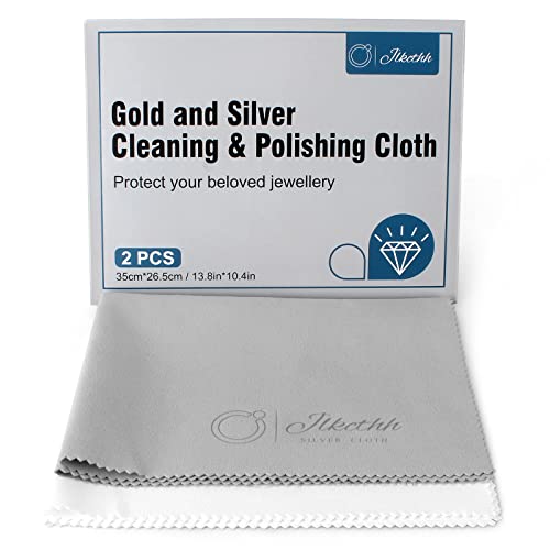 Jewelry Cleaning and Polishing Cloth, 100% Pure Cotton Silver Polishing Cloth for Sterling Silver & Gold & Platinum Jewelry and Large Silverware, Reusable Soft Jewelry Cleaning Cloth (2)