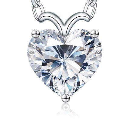 ForeverLove Heart Necklaces for Women, 4-2 Carats Heartshap Moissanite, Silver Pendant Jewelry, Anniversary Birthday Gifts for Wife, Girlfriend, Daughter, Mom - style: 2.0 Carats Heart Moissanite Sterling Sliver Necklace