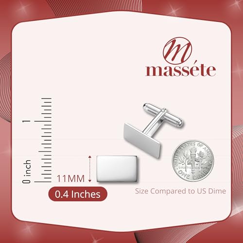 Sterling Silver Cufflinks for Men Personalized with Engraved Initials or Name Gift for Men - Made in Italy - color: Rectangle