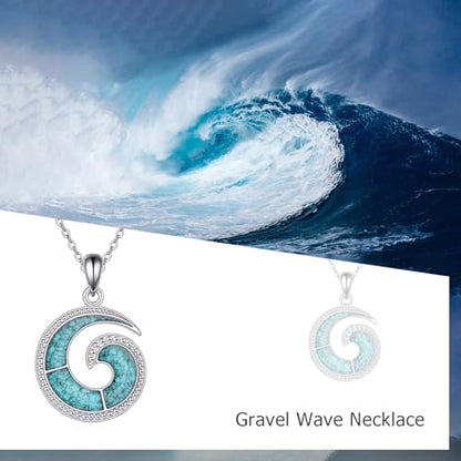 ONEFINITY Ocean Wave Necklace for Women Turquoise Wave Pendant Necklace Beach Jewelry Gifts