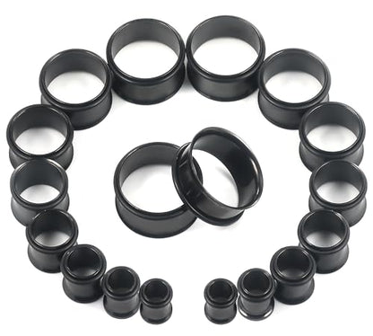 12G-25mm Single Flare Gauges Tunnels Plugs Stretching Set Kit 316L Surgical Steel Gauges Tunnle Plug for Ears 12G 10G 8G 6G 4G 2G 0G 00G 12mm 14mm 16mm 18mm 20mm 22mm 25mm - color: Black Tone, size: 6G(4.0mm)-18mm