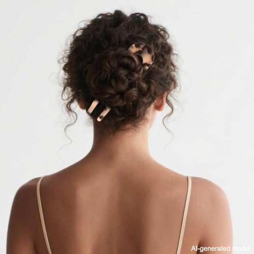 4 PCS French Tortoise Shell Hair Pins for Women | 4.1 & 5 Inch 2 Sizes Lightweight U Shaped Hair Forks for Thick Fine Hair, Acetic Hairpin for Updos, Buns & Twist Hairstyles