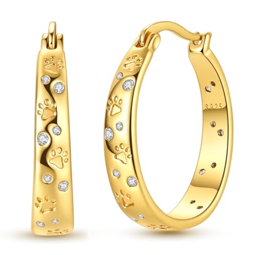 NARMO 925 Sterling Silver Hoops Colorful Pet Claws Earrings for Women | 14K Gold Plated Hoop Earrings - color: Gold