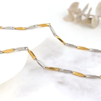 Jean Beau Gold Choker Necklace for Women, Simple 18K Gold Plated Adjustable Link Chain Prom Jewelry Gifts - color: Gas