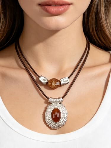 Chunky Pendant Necklace for Women Vintage Boho Necklaces Choker Layered Statement Necklaces Bohemian Jewlery Gifts - style: Bohemian Chunky Necklace