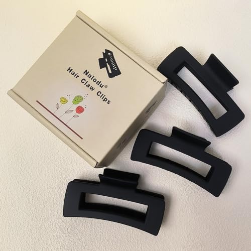 Hair Claw Clips Large Square 4 Inch Matte No Slip Big Rectangle Jaw Clip Clamp for Thick Hair Women, 3 Pack Black - color: G