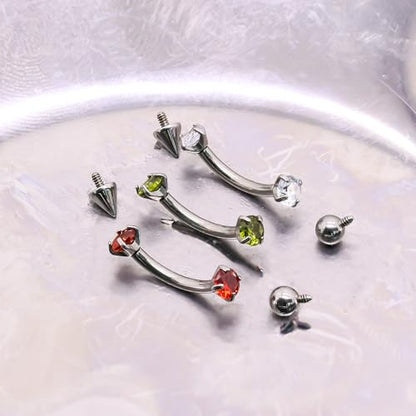 16G Eyebrow Piercing Jewelry Surgical Steel Internal Thread Curved Barbell Tiny Eyebrow Ring Vertical Labret Lip Jewelry Ear Rook Small Christmas Belly Button Ring for Women Men - color: mix