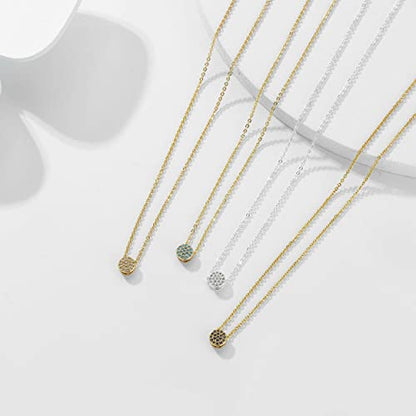 Valloey Rover Gold Necklaces for Women | Dainty 14K Gold/Sterling Silver Plated Cubic Zirconia Star Moon Pendant Necklaces Twist Rope Chain Simple Jewelry for Women - style: Silver-Dot