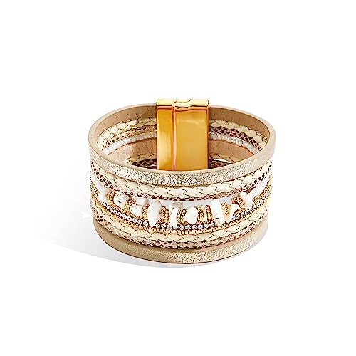 Long tiantian Boho Western Bracelets for Women Leather Wrap Bracelets Turquoise Bracelet Western Jewelry Country Concert Outfits - color: womens stackable bracelets(khaki)