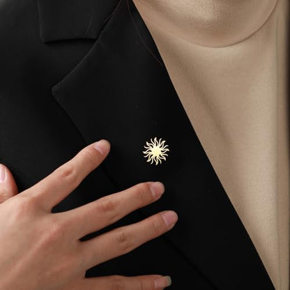 Stainless Steel Solar Apollo Sun Brooch for Mens Lapel Pins - color: gold 2