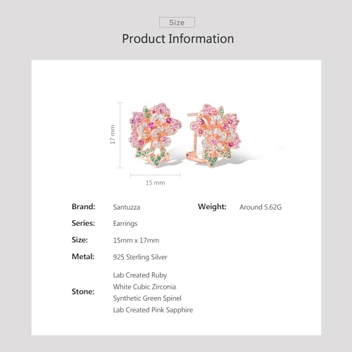 Santuzza Sterling Silver Gemstone Flower Earrings for Women - color: [A]Peony-Pink(Omega Back)
