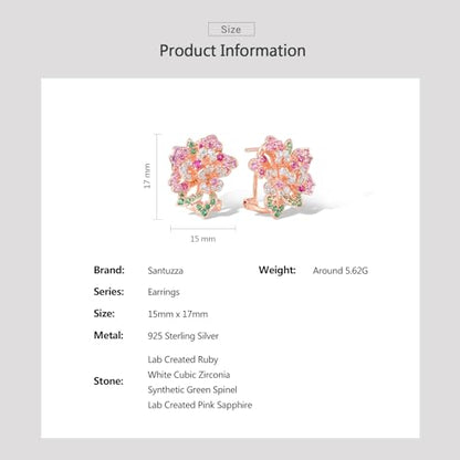 Santuzza Sterling Silver Gemstone Flower Earrings for Women - color: [A]Peony-Pink(Omega Back)