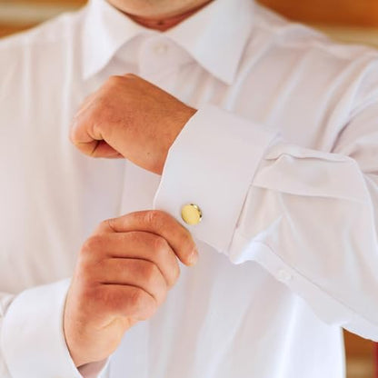 3Pcs Gold Tie Clip and Cufflink Set for Men - color: Gold