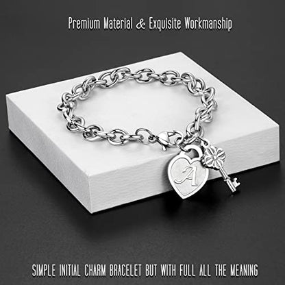 TONY & SANDY Initial Charm Bracelets for Girls Women Stainless Steel A-Z Bracelet Personalized Gifts Birthday Graduation Easter Basket Stocking Stuffers for Teens Girls Women Jewelry - style: C