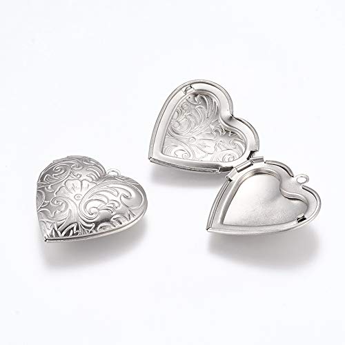 Beadthoven 10pcs Locket Pendants Photo Frame Charms for Necklaces DIY Jewelry Making Personalized Accessories Decoration Supplies - color: Heart-Floral