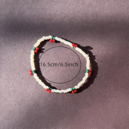 Dainty Gold Plated Tiny Ball Colorful Beaded Stack Bracelets Sets for Women,3Pcs Stackable Cute Bracelet Stretch Trendy Ball Jewelry Friendship Gift - color: red