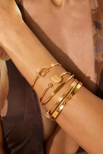 17 MILE 78 Pieces Gold Jewelry Set for Women, 9 Necklace, 24 Bracelet, 22 Earrings, 23 Knuckle Rings Gold Plated Jewerly set for Women Gift - color: gold Jewelry Set-chunky