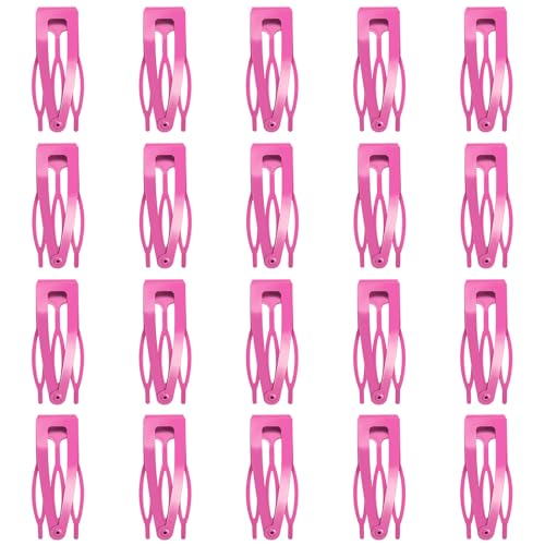 20 Pcs Snap Hair Clips for Women Snap Hair Barrettes Double Grip Hair Clips 3 Prong Clips for Hair Barrettes for Women Girls (Pink) - color: Pink