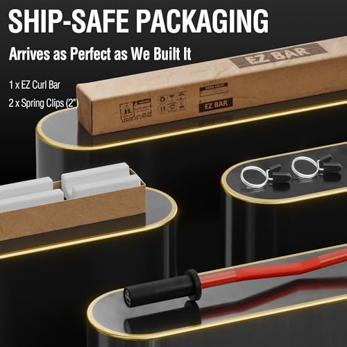 Mikolo EZ Curl Bar, 2 Inch Olympic Curl Bar for Biceps and Triceps, 47” Curling Bar with Knurled Grip, 700LB Barbell Bar with Multi-Angle Wrist-Friendly Design - color: Red