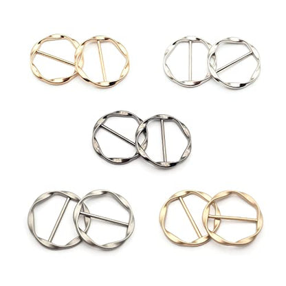 BetterJonny 10 Pcs Silk Scarf Ring Clip, T-Shirt Tie Ring Clips for Women, Fashion Circle Metal Scarf Ring and Slide Tshirt Twist Knot Clip Buckle Clothing Ring Wrap Holder