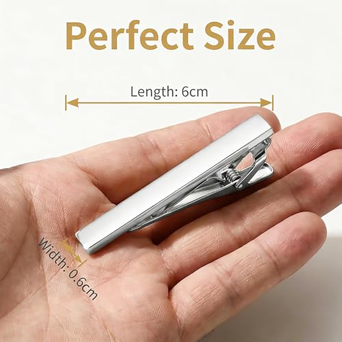 Men's Tie Clip Stainless Steel Metal Simple Necktie Tie Bar Clasp Clip Clamp Pins Sliver Color For Men Business&Party Wedding Best Gift