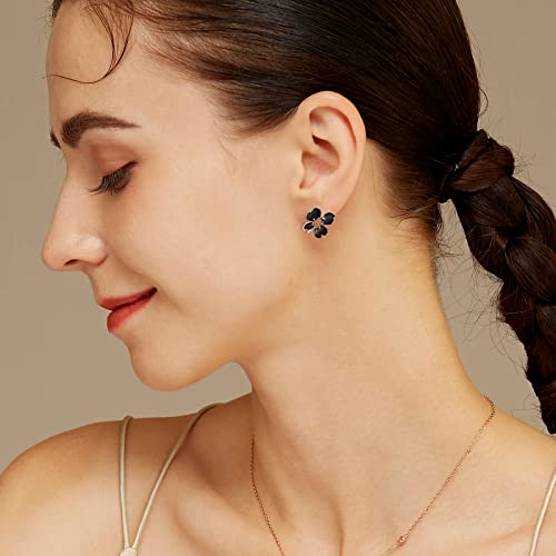 Clip on Earrings Women, 14K Gold Plated Earrings for Sensitive Ears, Fashion Women's Earrings Jewelry Birthday Gift for Wife Grandma Daughter Girls on Christmas Thanksgiving - color: Rose Gold Black Earrings