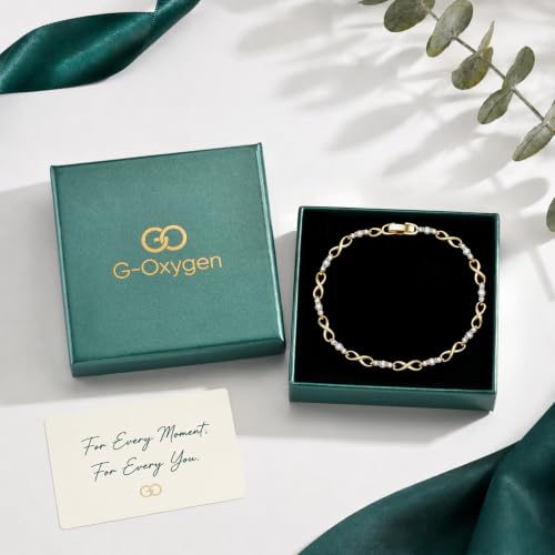 Tennis Bracelet for Women - 14K Gold Plated Heart Cubic Zirconia Bracelet, Dainty Trendy Anniversary Birthday Christmas Jewelry Gift for Her - color: Infinity Gold-17CM