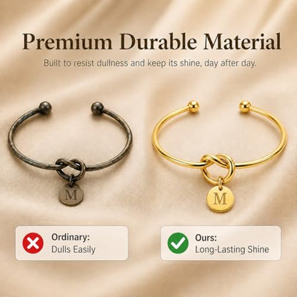 LemonRose Initial Bracelets for Women - Dainty Tie the Knot Letter A-Z 14K Gold Plated for Women Gold Cuff Bracelet for Womens Jewelry Personalized Bridesmaid Proposal Gifts - color: Gold M