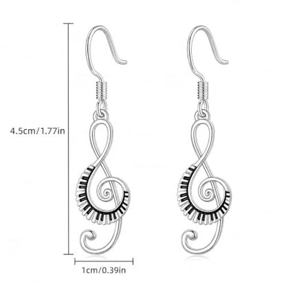 SUPAC Musical Note Jewelry Set, 4-Piece Silver Treble Clef Design, Necklace Bracelet Earrings Keychain - color: Silver