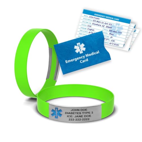 Engraved Medical Alert Bracelet - Medium Lime Green - color: Lime Green, size: 7 3/8" (medium)