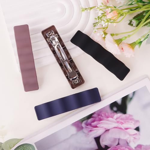 ANBALA Wavy French Hair Barrettes for Women Girls, 4Pcs Non-Slip Matte Barrette, Durable Barrettes for Fine Thin Thick Hair - color: Multicolor-A