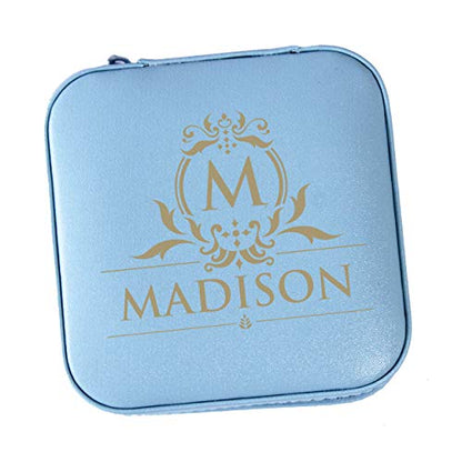 The Wedding Party Store Monogrammed Customized Small Compact Travel Jewelry Box Organizer Case (Sky Blue) - color: Sky Blue