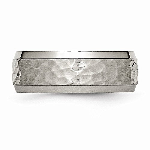 Sonia Jewels Titanium 8mm Beveled Edge, Hammered and Polished Wedding Band