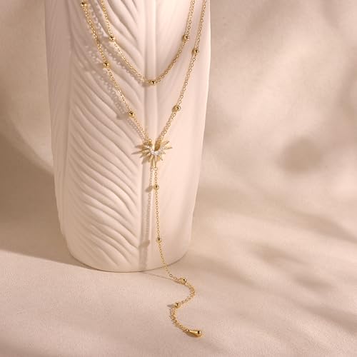 CHESKY Long Necklace for Women, 14k Gold Plated/Streling Silver Lariat Y Necklaces - style: y necklace 13