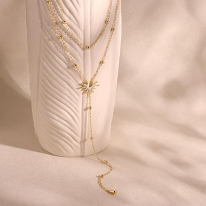 CHESKY Long Necklace for Women, 14k Gold Plated/Streling Silver Lariat Y Necklaces - style: y necklace 13