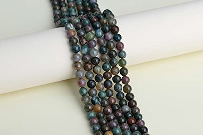 LAIDANLA Indian Agate 6mm Natural Stone Beads Round Loose Gemstone Stone Beads for DIY Bracelet Necklace Earrings Jewelry Making Polishing Genuine Real Beading Crystal 96PCS 2 Strand 32" - color: B-Indian Agate, size: 6mm