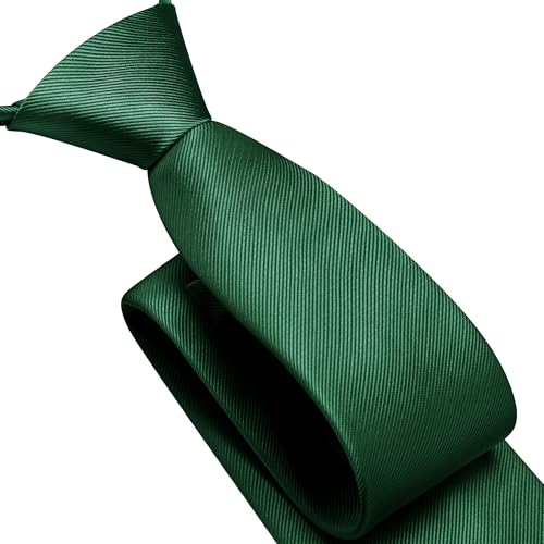 GUSLESON 3.15"（8cm） Mens Pre-tied Adjustable Zipper Tie Solid Necktie for Business and Wedding - color: Dark Green