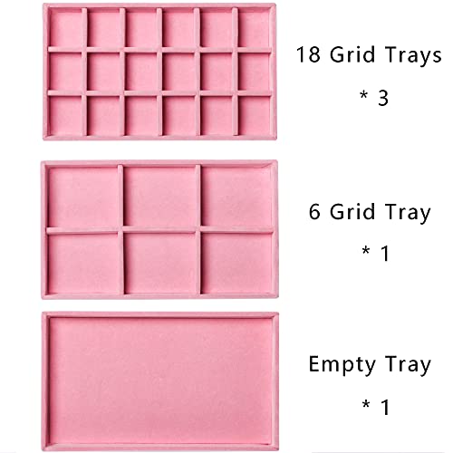 Acrylic Jewelry Organizer Earring Organizer Box with 5 Drawers Earring Holder Organizer with Velvet Trays Clear Jewelry Box for Women Earring Display for Rings StudsPink | 61 Jewelry Storage Grid for Rings Studs Bracelet,Velvet Lining,Transparent Appearan
