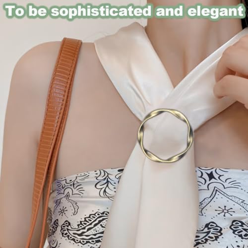 18Pcs Shirt Ties Clips for Women Silk Scarf Ring Clip T-Shirt Buckle Ring Clip Metal Round Circle Clip Clothes Clip - color: Bronze